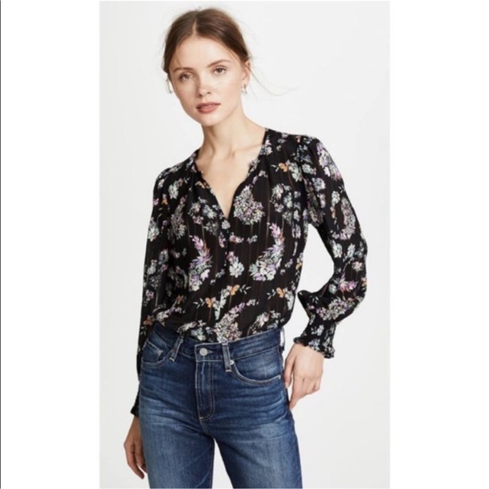 Rebecca Taylor Jewel Paisley Floral Print Silk Blouse Sz 2